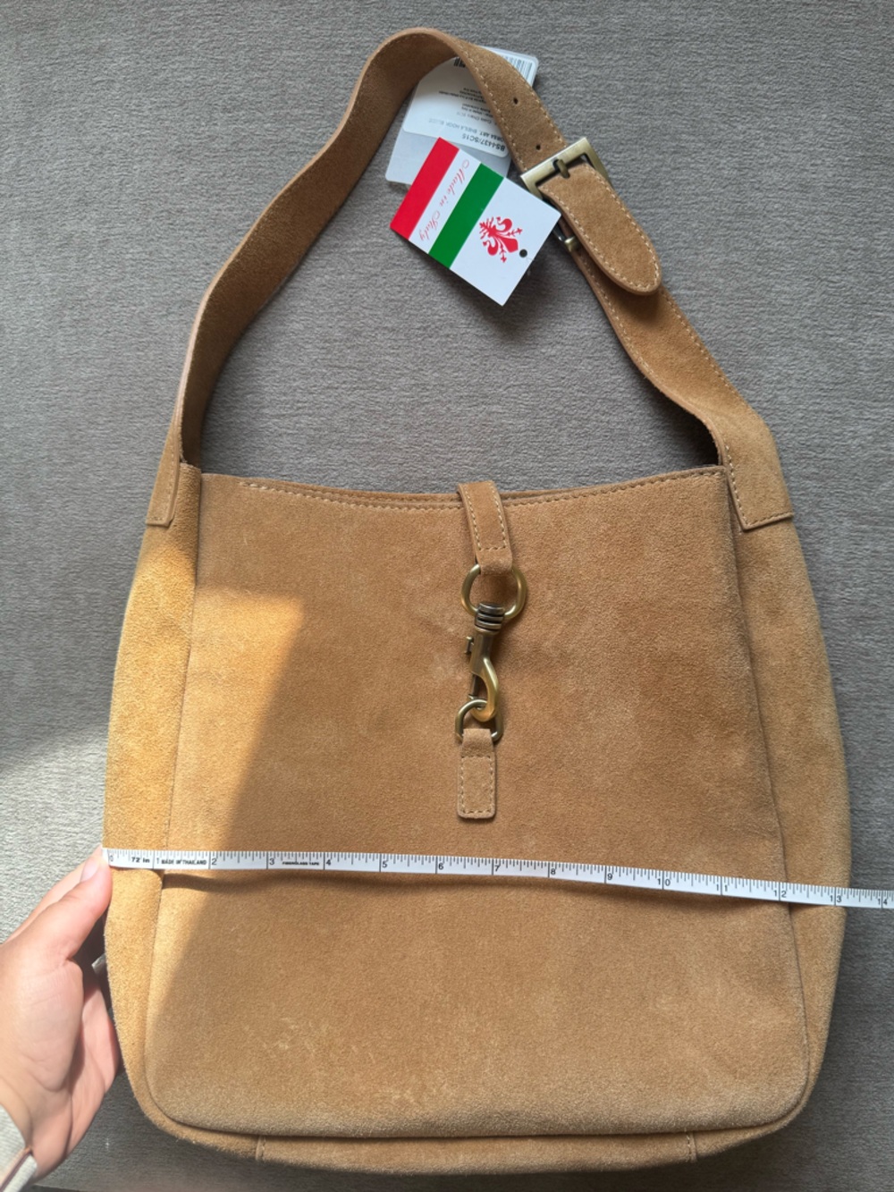 Marlon Firenze Suede Shoulder Bag NWT Made in Italy Tan - Picture 5 of 11